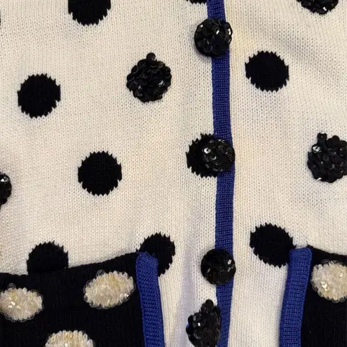 Bellepointe Vintage Women's XL White Polka Dot Vest with Sequin Accents Casual