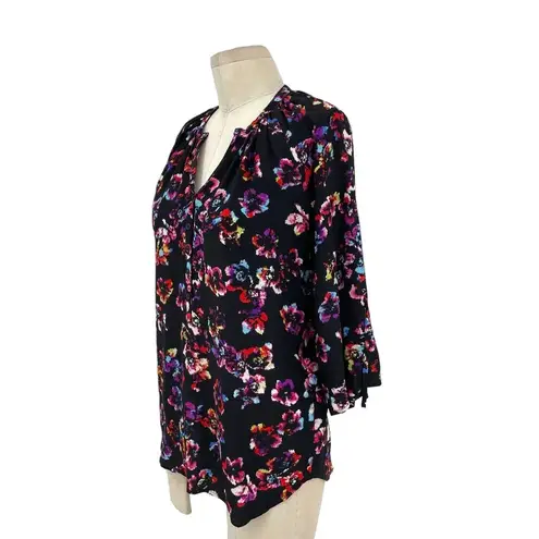 Yumi Kim Yumi Top In Black Floral Print Silk Size XS