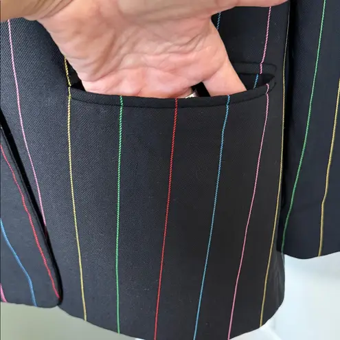 J’ENVIE SPORT Retro New York Blazer Black Multicolor Stripe Size 10