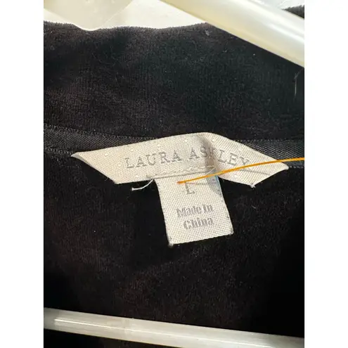 Laura Ashley Women's Black Velour Rhinestone Full Zip Jacket L