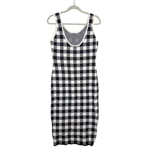 Endless Rose Sleeveless Gingham Knit Midi Dress Size Medium Black White Check
