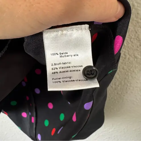 Akris Punto Silk Long Sleeved Multicolored Polka Dot Dress With Pockets Size 8