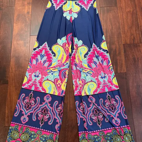 Reborn Tribal Print Wide Waistband Wide Pants size M Blue Size M