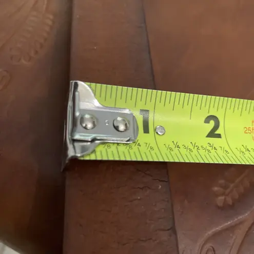 Vintage Leather Floral Tooled Shoulder Bag Saddle Bag 9x9.5 in Brown