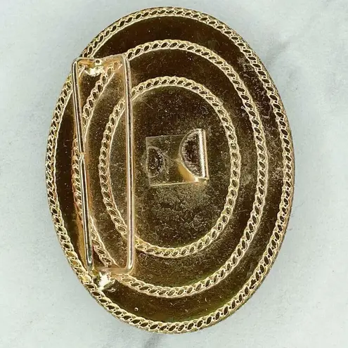 Gold Tone Black Cabochon Cinch Belt Buckle