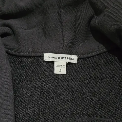 James Perse Standard French Terry Draped Open Cardigan Jacket Black Size S/M