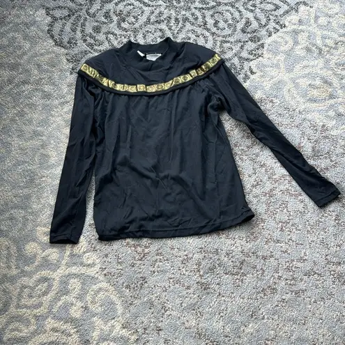 Vintage Justin Allen Two Piece Mockneck Sailor Top & Pants Set Black Gold Large