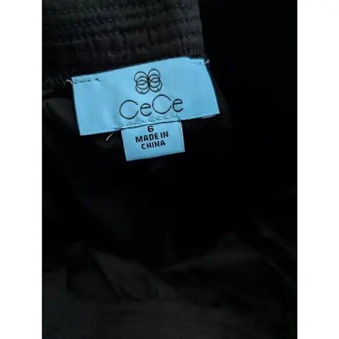 CeCe black tie-waist cotton blend skirt size 6
