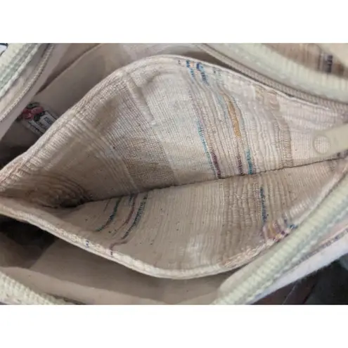 Carpetbags of America Vintage Woven Messenger Bag Crossbody Floral Patch Striped