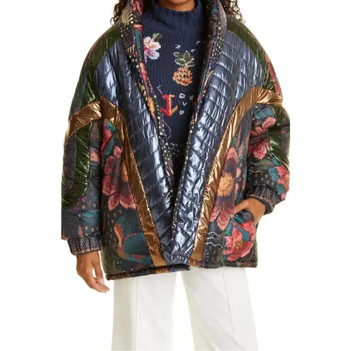 Farm Rio New Banana Leaf Reversible Puffer Jacket Oversized Sz M