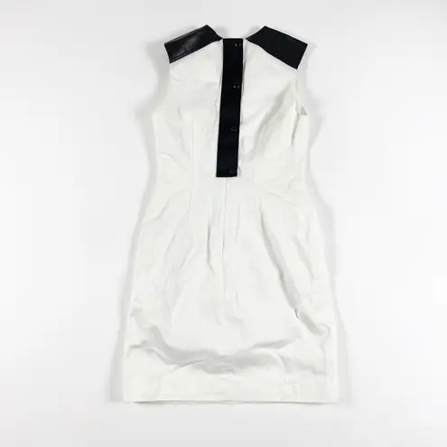 Alexander Wang Cotton Faux Vegan Leather Panel Sleeveless Mini Sheath Dress 4