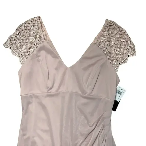 XScape Blush Lace Short Sleeve Embellished Formal Gown | U.S. Woman’s 10