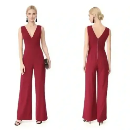Alice + Olivia 419  Lina V-Neck Sleeveless Jumpsuit in Wine 0