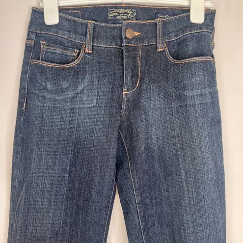 Seven7  Dark Wash Denim Blue Sexy Flare Non Destructed Jeans Size 28