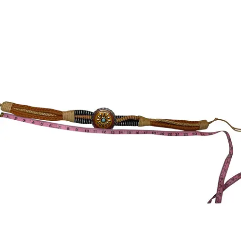 Handcrafted Leathercraft Accessory Belt Turquoise Accent Brown