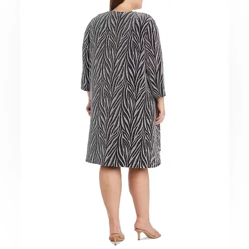R & M Richards Plus Size 2-Pc. Zebra-Print Jacket & Necklace Dress Set Sz 16W
