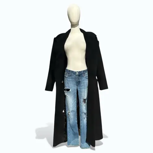 Vintage 70s/80s Karen Wool Cashmere Black Trench Coat ILGWU Union Made USA L Size L