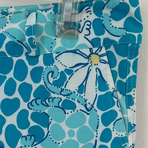 Lilly Pulitzer  Vintage Blue/White Lioness Print Ankle Pants s4