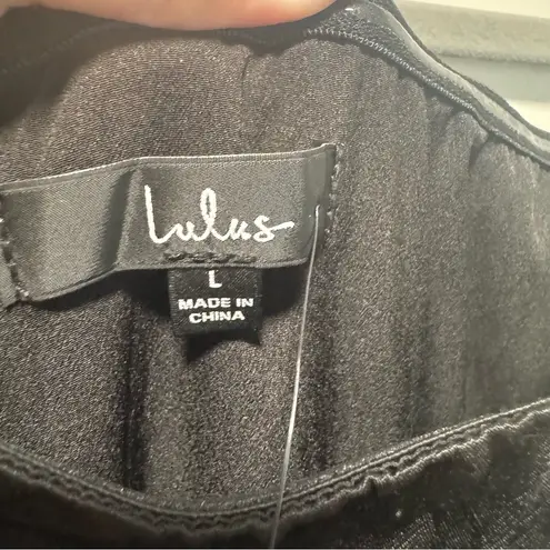 Lulus Extraordinary Presence NWT size Large Black Satin Strapless Maxi Dress