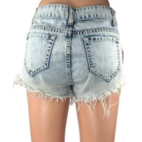 Twelve by Ontwelfth Multicolor Tribal Aztec Western Cut Off Denim Jean Shorts 28 Blue