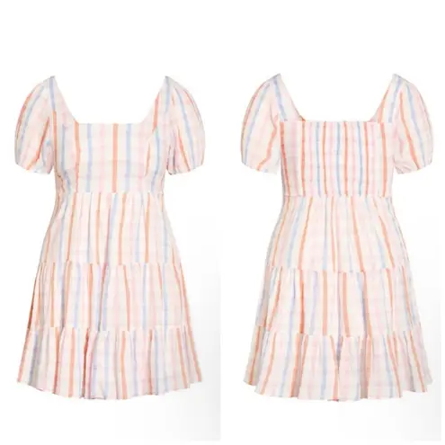 City Chic CCX Pastel Plaid Tiered Cotton Mini Dress Multicolor Size 14 XL