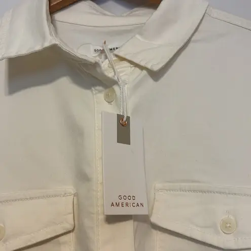 Good American  Denim Fitted Shirt in Cloud‎ White size Large NWT - Image 7