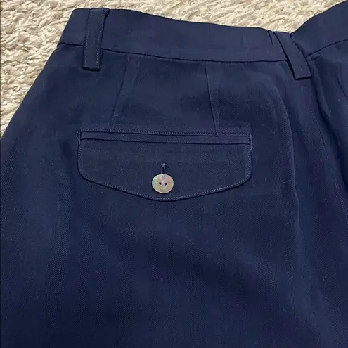 Tribal Midnight Navy Blue Pleated High Rise 100% Silk Shorts