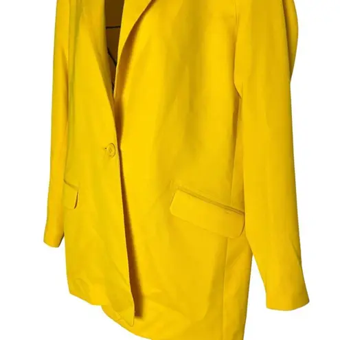 House Of Holland Women's 4 Single Button Blazer Jacket Canary Yellow Bold