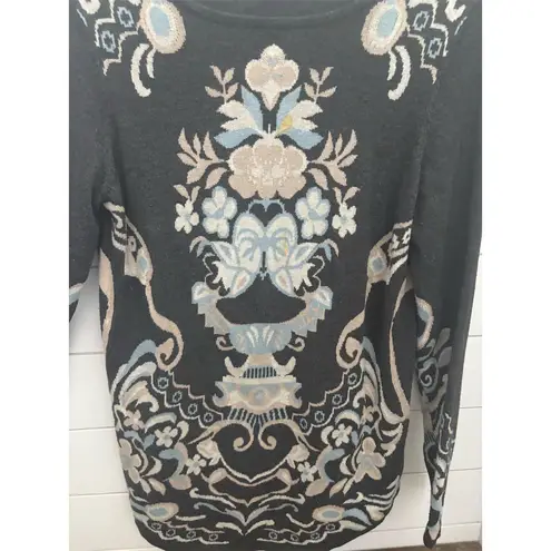 Charter Club Women's M Black Floral Pullover Sweater Long Sleeve Casual