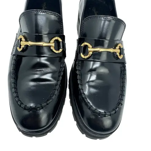 J. McLaughlin Black Patent Leather Grayson Horsebit Lug Sole Leather Loafers 8