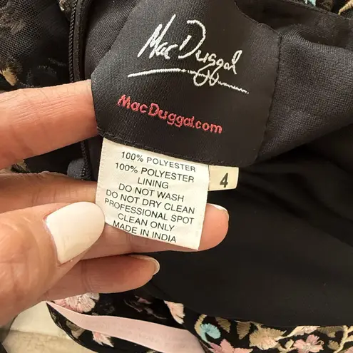 Mac Duggal Floral Embellished Tiered Tulle Gown Ruffle Trim and Poet Sleeves 4