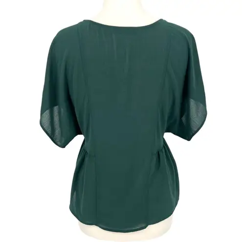 Haute society Flutter Sleeve Blouse Dark Green Short Sleeve Size Small