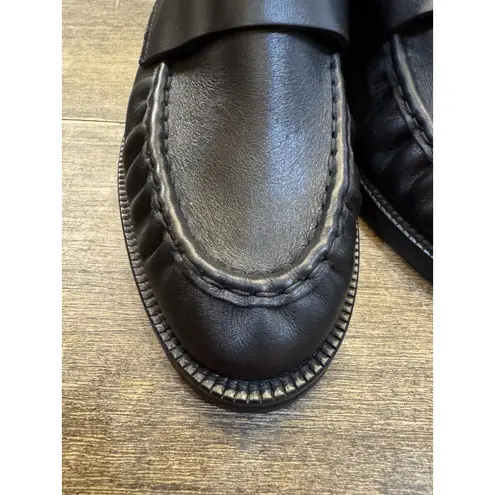 Aquatalia $595 NEW Josette Black Leather Penny Loafer Heels Women Size 10.5