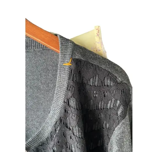 Vince Camuto  gray and black lace cardigan