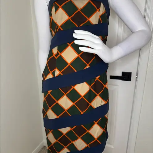 Ahluwalia Stylish Multicolor Geometric Dress. #72 Blue Size 8