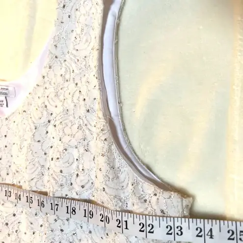 Dressbarn Woman Collection 24W White Polyester Blend Sequin Jacket with Tank Top