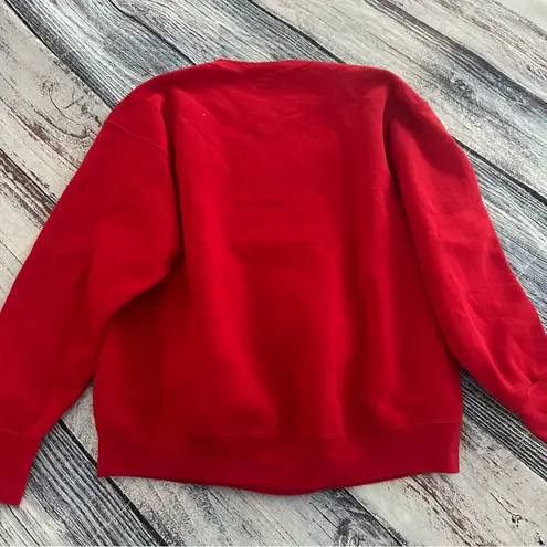 Vintage Embroidered Athletic Red Graphic Women's Crewneck Sweater Size XL