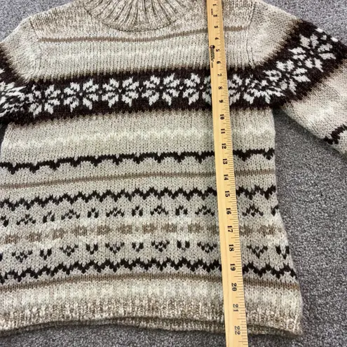 VTG Sonoma Jean Company Womens Sweater S Beige Brown Knit Fair Isle Mock Neck Tan