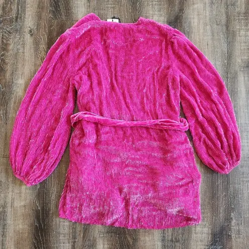 Retrofête Retrofete Gabrielle Robe Dress in Pink Sequins Size XXS NWT Long Sleeve