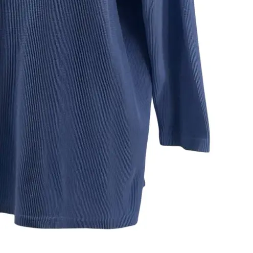 Woman Within Waffle Knit Henley Top Blue 2X