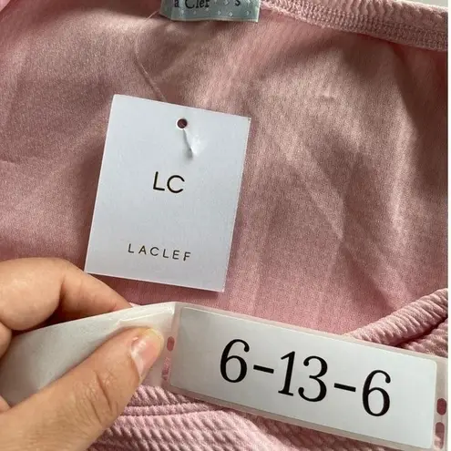 La Clef Dress Womens Small Maternity Pink Textured Layered Ruffle Mini