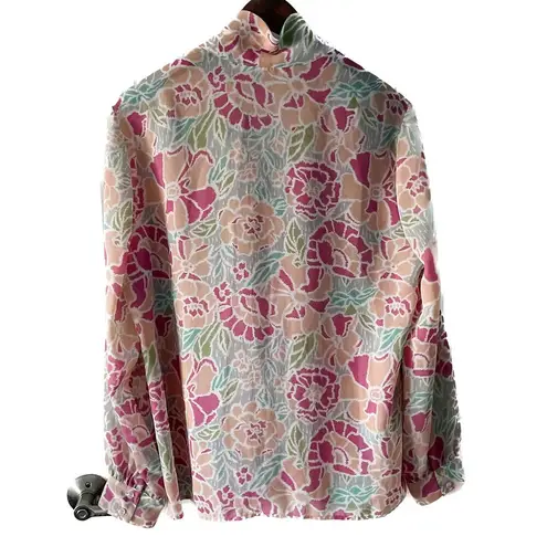 Vintage sheer floral secretary blouse sailor knot/p