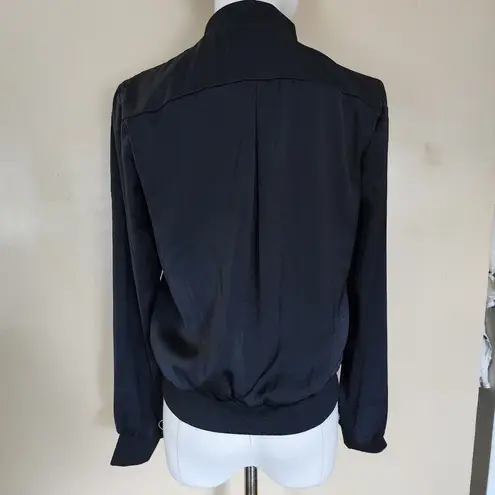 Forever 21 Black Satin Bomber Jacket, Women's S