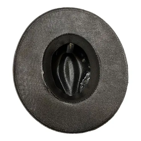 HAT MEXICAN Artisanal Hand Painted Fedora Floral Sombrero Panama Bohemian Black