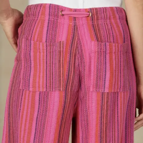 Sundance NWT Hana Stripe Pink Wide Leg Pants Size PM Medium Petite Boho Beachy
