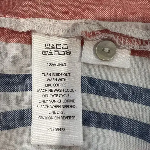 Artisan NY 100% Linen Tunic Women’s Top Size Small Long Sleeve Striped Button Up