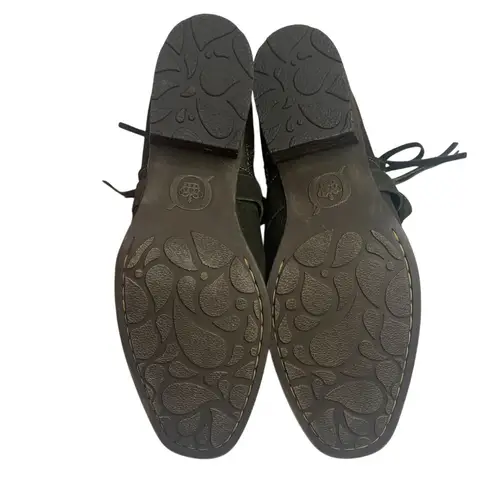 BORN Gray Leather Ankle Boots Unisex Size 11 Comfort Casual Block Heel