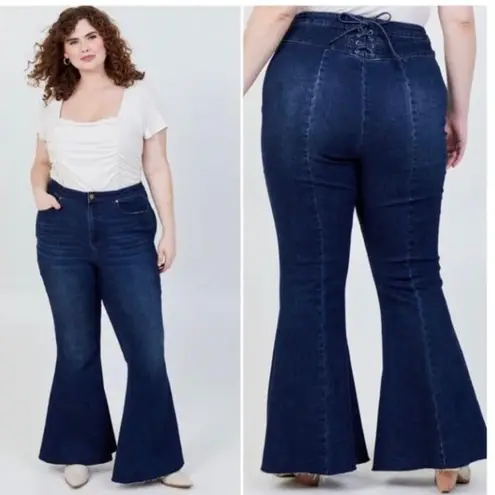 Arula Jeans Womens 20 High Rise Flare Raw Hem Bareback Boho Festival 70s Y2K Blue Size undefined