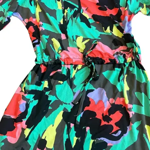 Tracy Negoshian Colorful Stretch Dress Bold Floral Print Pocket Size Small Women