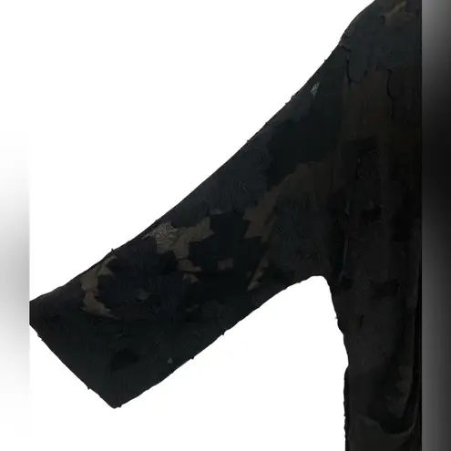 Wilfred Durante black floral maxi kimono robe Size XS